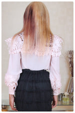 Load image into Gallery viewer, Pink Lace Puff Sleeve Top
