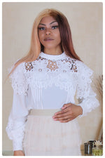 Load image into Gallery viewer, White Lace Puff Sleeve Top
