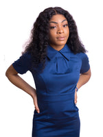 Load image into Gallery viewer, Navy Fitted Pencil Dress
