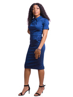Load image into Gallery viewer, Navy Fitted Pencil Dress
