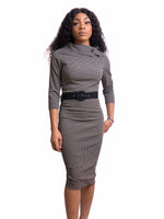 Load image into Gallery viewer, Dogtooth Fitted Pencil Dress

