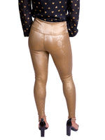 Load image into Gallery viewer, Gold Snake Stretchy Leather Look Leggings
