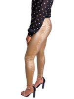 Load image into Gallery viewer, Gold Snake Stretchy Leather Look Leggings

