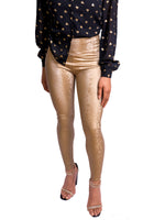 Load image into Gallery viewer, Gold Snake Stretchy Leather Look Leggings
