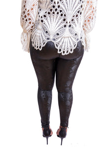 Black Snake Print Stretchy Leather Look Leggings