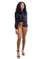 Load image into Gallery viewer, Black Pussy Bow Satin Shirt
