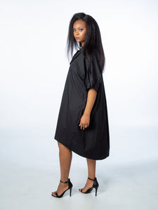 Black High Neck Pleated Sleeve Tunic