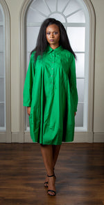 Load image into Gallery viewer, Green Oversized Shirt Dress And Pep Hem
