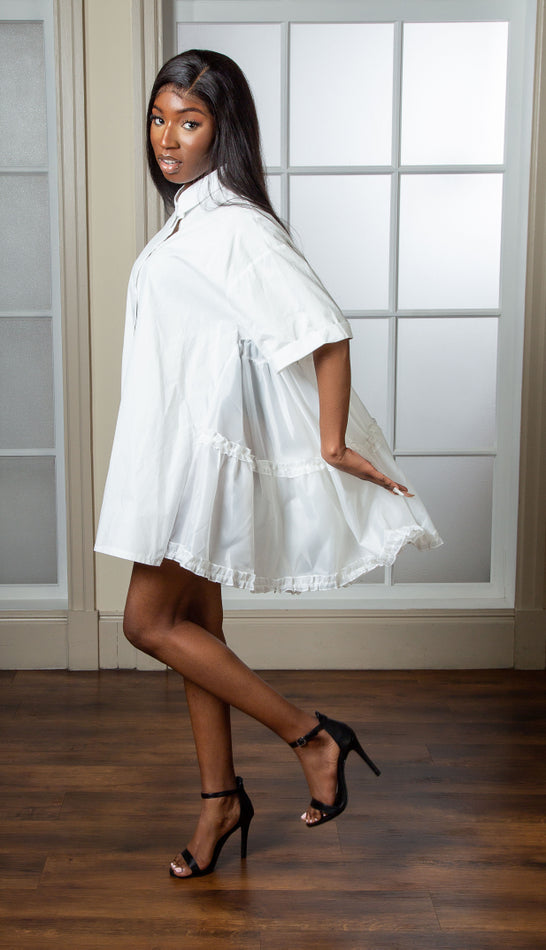 Shirt dress with frill discount