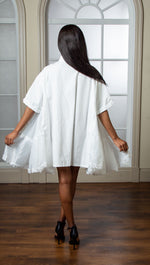 Load image into Gallery viewer, White Oversized Shirt Dress With Frill Detail On Side
