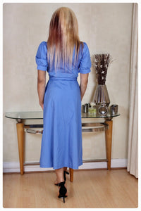 Blue Plain Shirt Dress