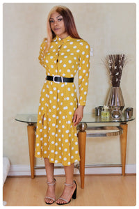 Yellow Polka Dot Shirt Dress