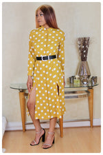 Load image into Gallery viewer, Yellow Polka Dot Shirt Dress
