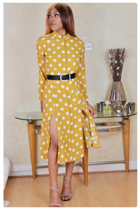 Yellow Polka Dot Shirt Dress