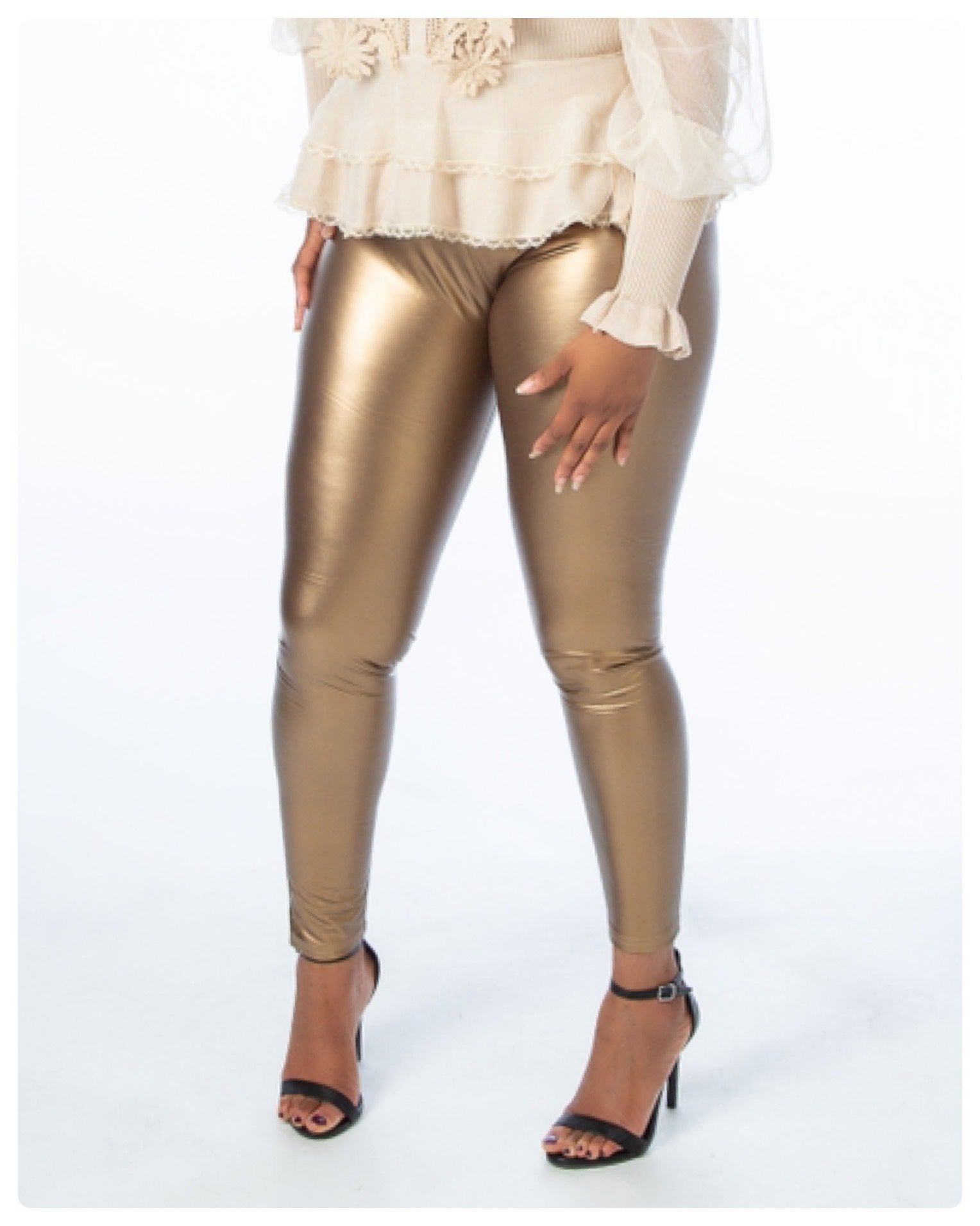 Bronze Stretchy Leather Look Leggings Bion Boutique