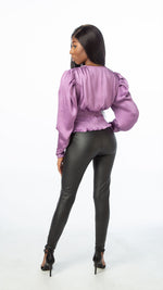Load image into Gallery viewer, Violet Button Layered Low Neck Blouse
