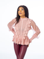 Load image into Gallery viewer, Rose Knitted Jumper With Mesh Sleeves
