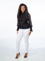 Load image into Gallery viewer, Black  Knitted Jumper With Mesh Sleeves
