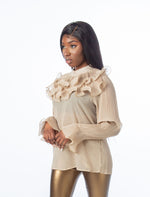 Load image into Gallery viewer, Beige Layered Ruffle Blouse
