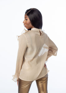 Beige Layered Ruffle Blouse