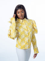 Load image into Gallery viewer, Yellow /White Puff Long Sleeve Shirt
