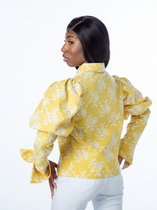 Yellow /White Puff Long Sleeve Shirt